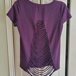 Purple Open-Shred Back T-Shirt